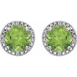 Sterling Silver Natural Peridot & .01 CTW Natural Diamond Earrings - BN & CO JEWELRY