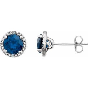 Sterling Silver Lab-Grown Blue Sapphire & .01 CTW Natural Diamond Earrings - BN & CO JEWELRY