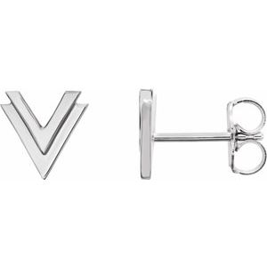 Sterling Silver 8 mm Double V Earrings - BN & CO JEWELRY