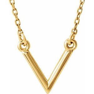 14K Yellow "V" 16.5" Necklace - BN & CO JEWELRY