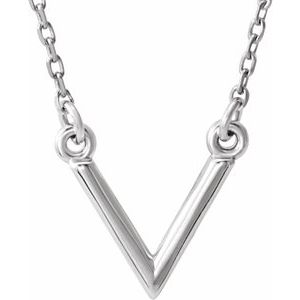 Sterling Silver "V" 16.5" Necklace - BN & CO JEWELRY