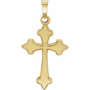 14K Yellow 27.7x14.7 mm Hollow Cross Pendant - BN & CO JEWELRY