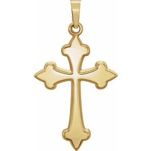 14K Yellow 32.2x17.7 mm Hollow Cross Pendant - BN & CO JEWELRY