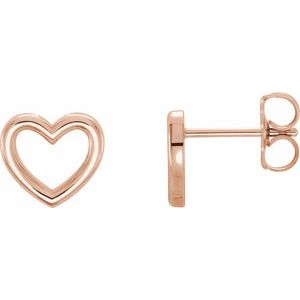 14K Rose 8.7x8 mm Heart Earrings - BN & CO JEWELRY