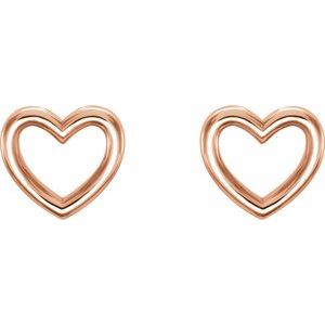 14K Rose 8.7x8 mm Heart Earrings - BN & CO JEWELRY