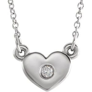 Sterling Silver .03 CTW Natural Diamond Heart 16" Necklace - BN & CO JEWELRY