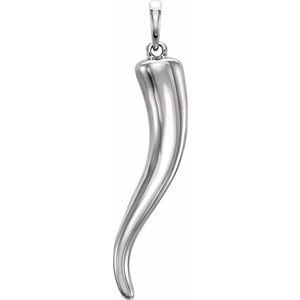 Sterling Silver 36.6x8.7 mm Italian Horn Pendant - BN & CO JEWELRY