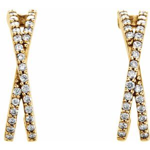 14K Yellow 1/5 CTW Natural Diamond Criss-Cross J-Hoop Earrings - BN & CO JEWELRY