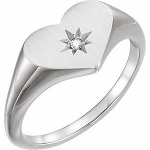 Sterling Silver .01 CT Diamond 11.9 mm Heart Starburst Ring - BN & CO JEWELRY