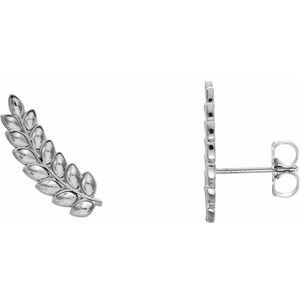 Sterling Silver Petite Leaf Ear Climbers - BN & CO JEWELRY