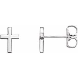 14K White 7.5 mm Cross Earrings - BN & CO JEWELRY