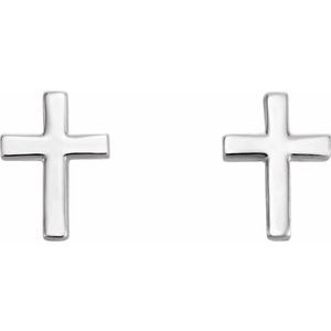 14K White 7.5 mm Cross Earrings - BN & CO JEWELRY