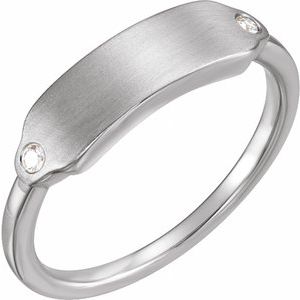 Sterling Silver .03 CTW Diamond 18x5 mm Rectangle Signet Ring - BN & CO JEWELRY