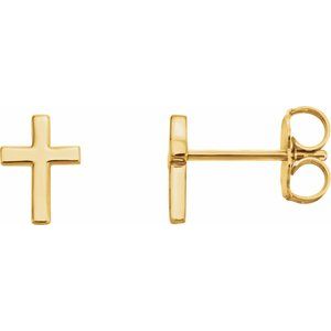 14K Yellow 7.5 mm Cross Earrings - BN & CO JEWELRY