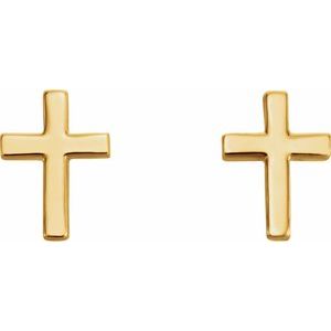 14K Yellow 7.5 mm Cross Earrings - BN & CO JEWELRY