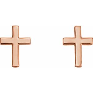 14K Rose 6 mm Cross Earrings - BN & CO JEWELRY