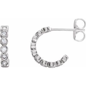 14K White 1/4 CTW Natural Diamond Huggie Earrings - BN & CO JEWELRY