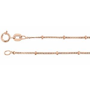 14K Rose 1.9 mm Solid Beaded Curb 24" Chain - BN & CO JEWELRY