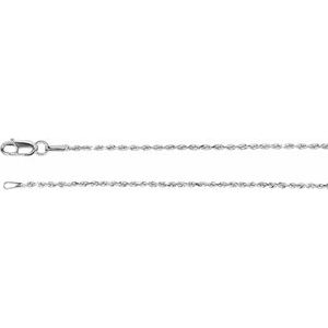 Rhodium-Plated Sterling Silver 1.3 mm Diamond-Cut Rope 24" Chain - BN & CO JEWELRY