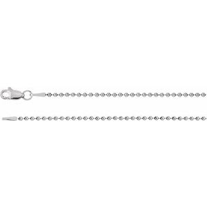 Rhodium-Plated Sterling Silver 1.5 mm Bead 24" Chain - BN & CO JEWELRY