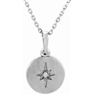 Sterling Silver .01 CT Natural Diamond Starburst 16-18" Necklace - BN & CO JEWELRY