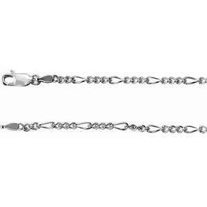 Sterling Silver 2.5 mm Figaro Chain 7" Bracelet - BN & CO JEWELRY