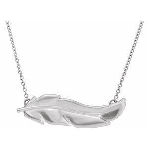 Sterling Silver Feather 16-18" Necklace - BN & CO JEWELRY