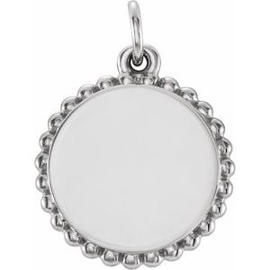 Sterling Silver Engravable Beaded Disc Pendant - BN & CO JEWELRY