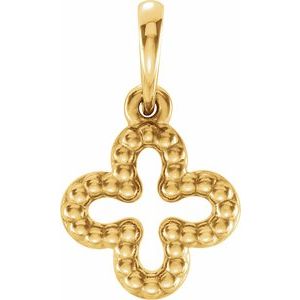 14K Yellow Beaded Clover Pendant - BN & CO JEWELRY