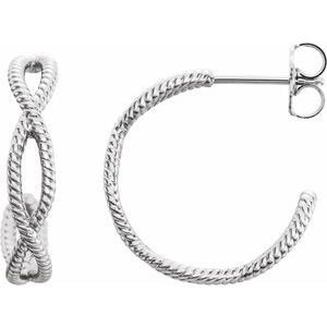 Sterling Silver 17x3.6 mm Rope Hoop Earrings - BN & CO JEWELRY