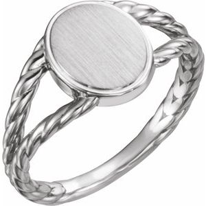 Sterling Silver 11x9 mm Oval Rope Signet Ring - BN & CO JEWELRY