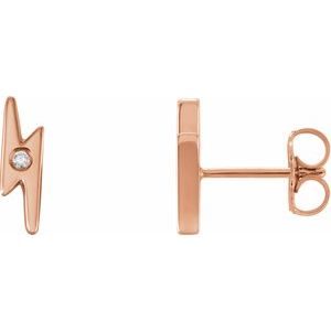 14K Rose .03 CTW Natural Diamond Lightning Bolt Earrings - BN & CO JEWELRY