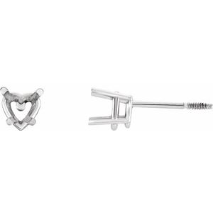 14K White 3x3 mm Heart 4-Prong Baby Stud Earrings - BN & CO JEWELRY