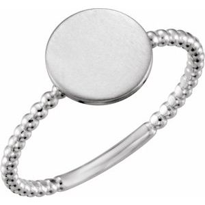 Continuum Sterling Silver Round Engravable Beaded Ring - BN & CO JEWELRY