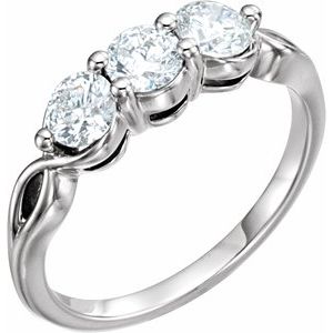 14K White 1 CTW Diamond Three-Stone Ring - BN & CO JEWELRY