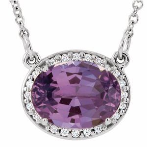 14K White Natural Amethyst & .05 CTW Natural Diamond 16.5" Necklace - BN & CO JEWELRY