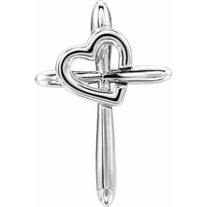 Sterling Silver Cross with Heart Pendant - BN & CO JEWELRY