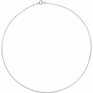 Rhodium-Plated Sterling Silver 1 mm Solid Cable 16" Chain - BN & CO JEWELRY