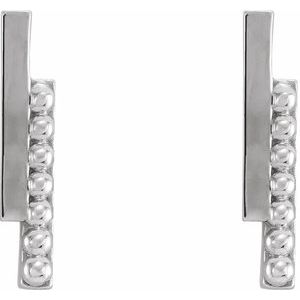 Sterling Silver Beaded Bar Earring - BN & CO JEWELRY