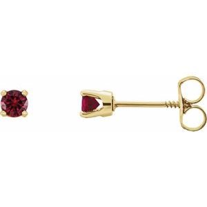 14K Yellow Imitation Mozambique Garnet Youth Earrings - BN & CO JEWELRY