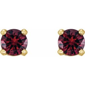 14K Yellow Imitation Mozambique Garnet Youth Earrings - BN & CO JEWELRY