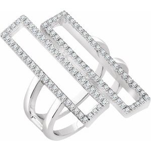 14K White 1/2 CTW Natural Diamond Geometric Ring - BN & CO JEWELRY