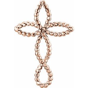 14K Rose Beaded Cross Pendant - BN & CO JEWELRY