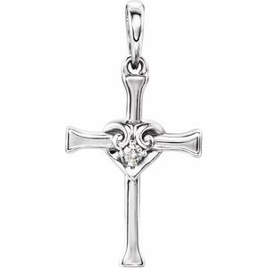 Sterling Silver .025 CT Natural Diamond Cross with Heart Pendant - BN & CO JEWELRY