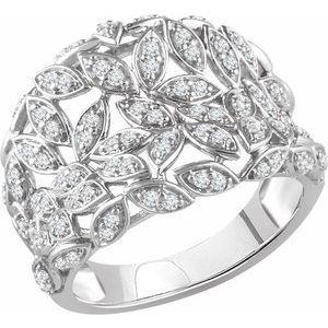 14K White 1/2 CTW Natural Diamond Leaf Ring - BN & CO JEWELRY