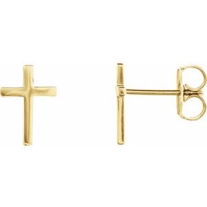 14K Yellow 10 mm Cross Earrings - BN & CO JEWELRY