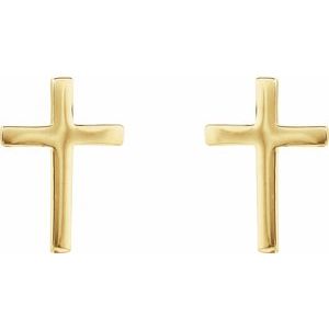 14K Yellow 10 mm Cross Earrings - BN & CO JEWELRY