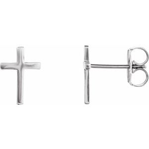 14K White 10 mm Cross Earrings - BN & CO JEWELRY