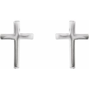 14K White 10 mm Cross Earrings - BN & CO JEWELRY