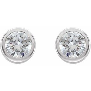 Rhodium-Plated Sterling Silver Imitation White Cubic Zirconia Bezel-Set Earrings - BN & CO JEWELRY